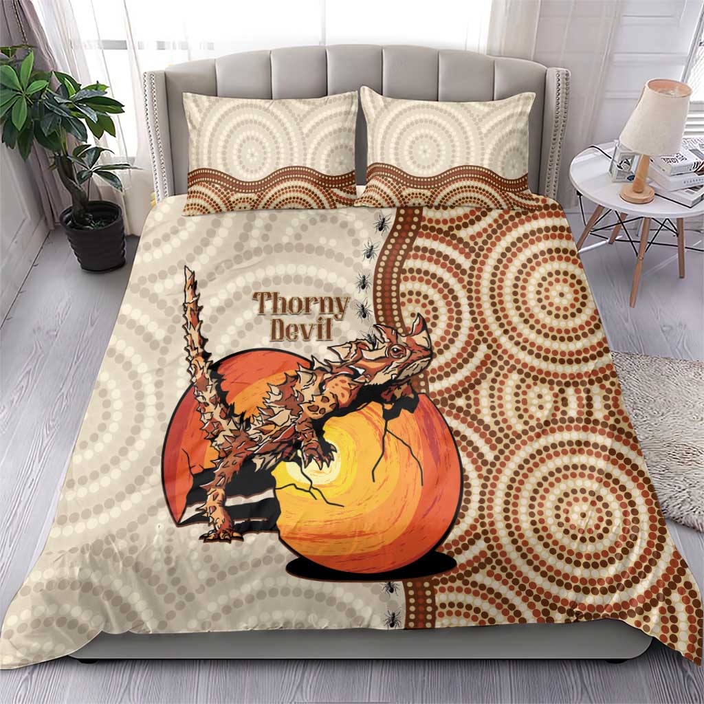Thorny Devil Australia Bedding Set Baby Moloch Horridus With Ants - Aboriginal Art - Vibe Hoodie Shop