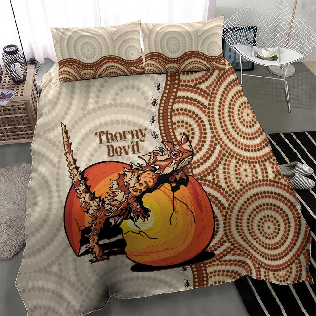 Thorny Devil Australia Bedding Set Baby Moloch Horridus With Ants - Aboriginal Art - Vibe Hoodie Shop