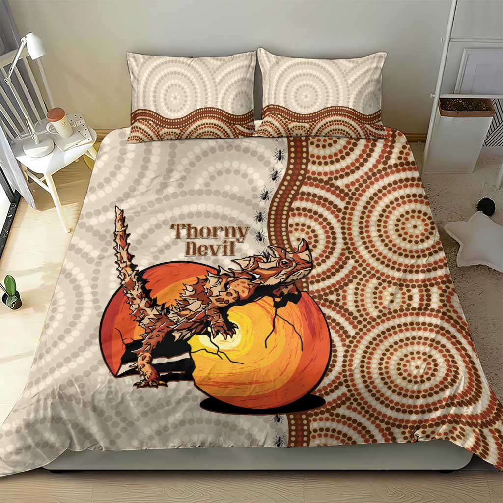 Thorny Devil Australia Bedding Set Baby Moloch Horridus With Ants - Aboriginal Art - Vibe Hoodie Shop