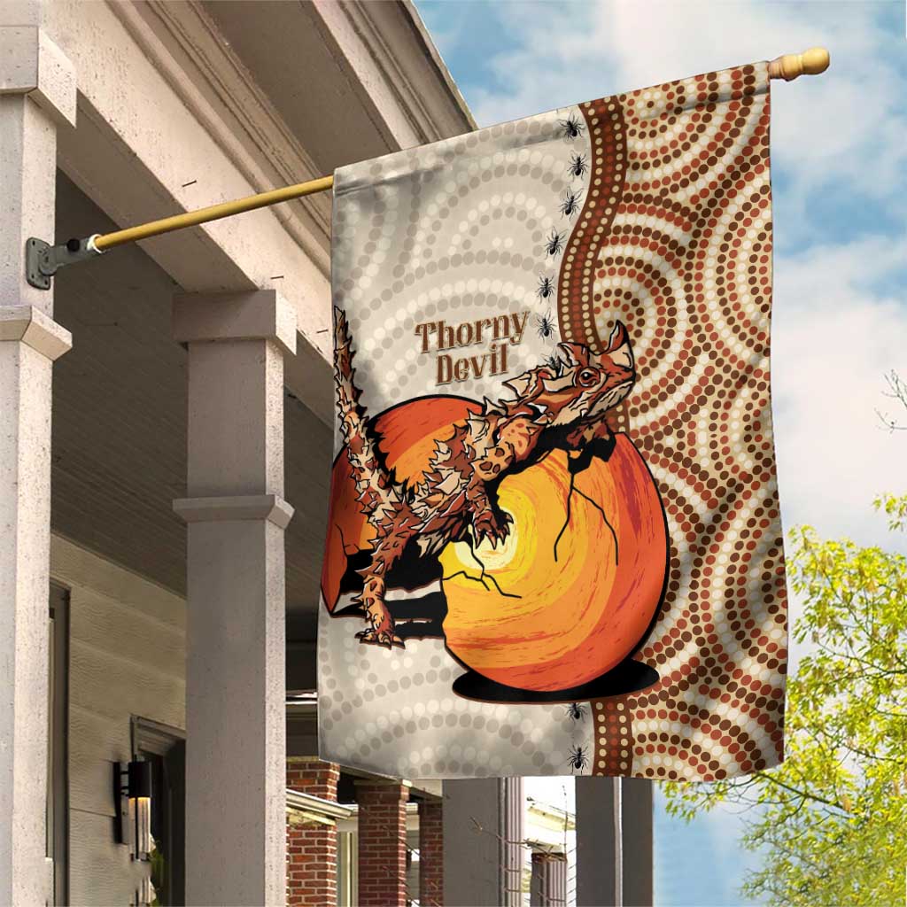 Thorny Devil Australia Garden Flag Baby Moloch Horridus With Ants - Aboriginal Art - Vibe Hoodie Shop