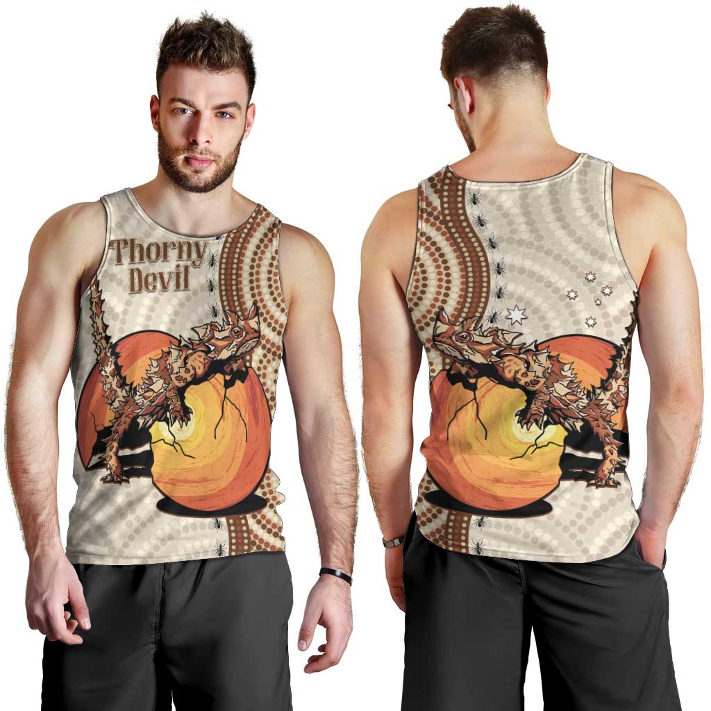 Thorny Devil Australia Men Tank Top Baby Moloch Horridus With Ants - Aboriginal Art - Vibe Hoodie Shop