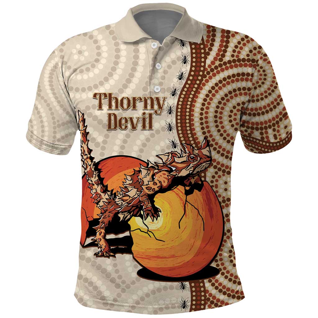 Thorny Devil Australia Polo Shirt Baby Moloch Horridus With Ants - Aboriginal Art - Vibe Hoodie Shop