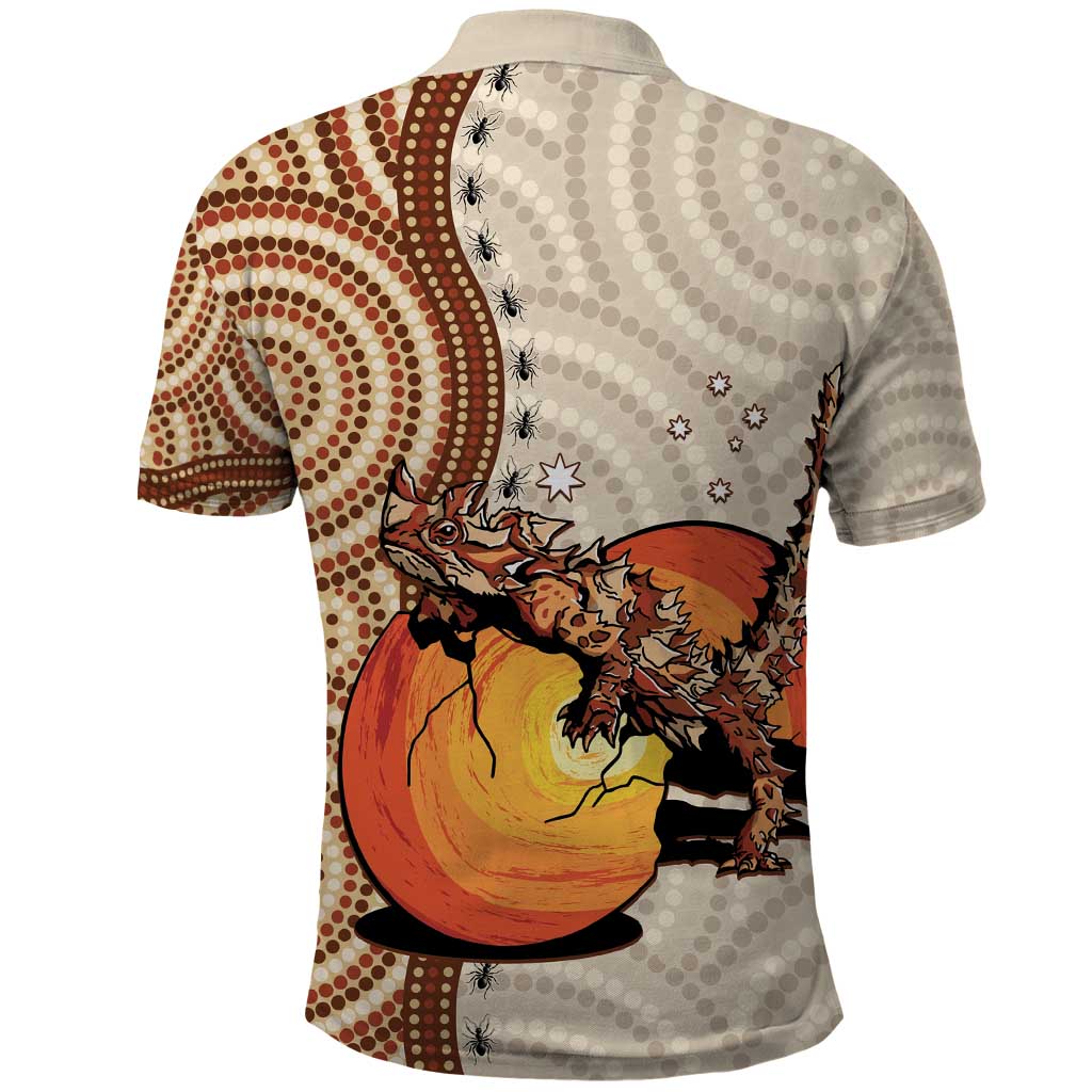 Thorny Devil Australia Polo Shirt Baby Moloch Horridus With Ants - Aboriginal Art - Vibe Hoodie Shop