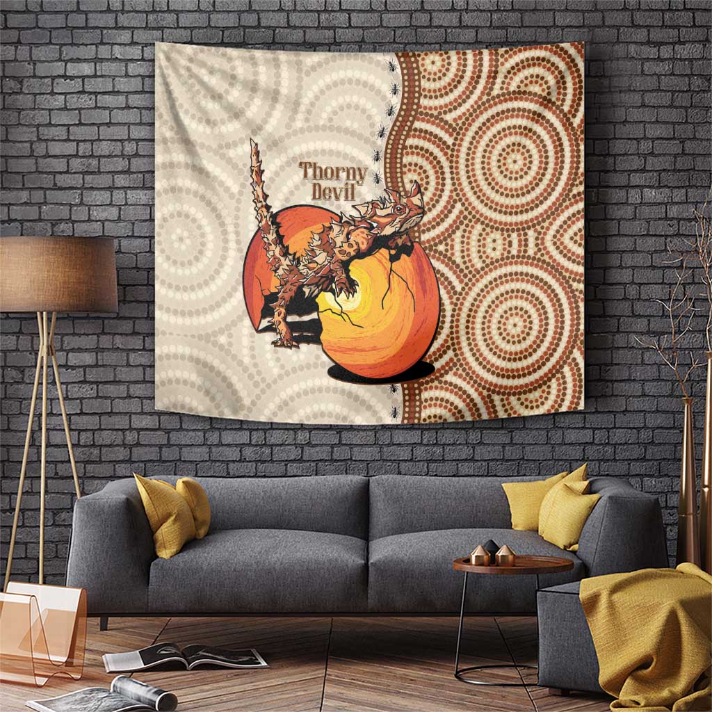 Thorny Devil Australia Tapestry Baby Moloch Horridus With Ants - Aboriginal Art - Vibe Hoodie Shop