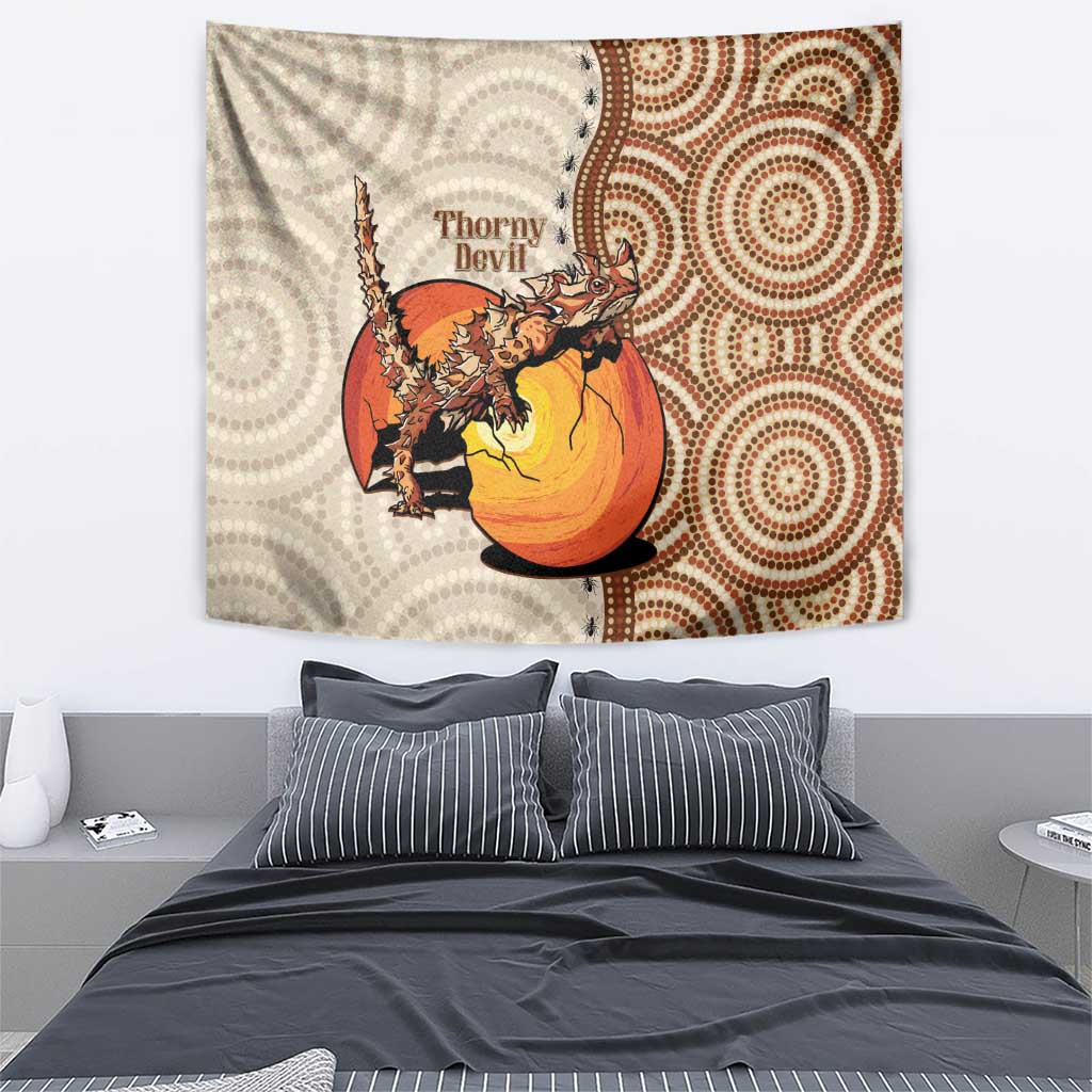 Thorny Devil Australia Tapestry Baby Moloch Horridus With Ants - Aboriginal Art - Vibe Hoodie Shop