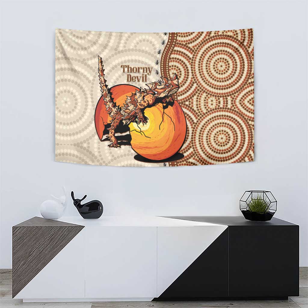 Thorny Devil Australia Tapestry Baby Moloch Horridus With Ants - Aboriginal Art - Vibe Hoodie Shop