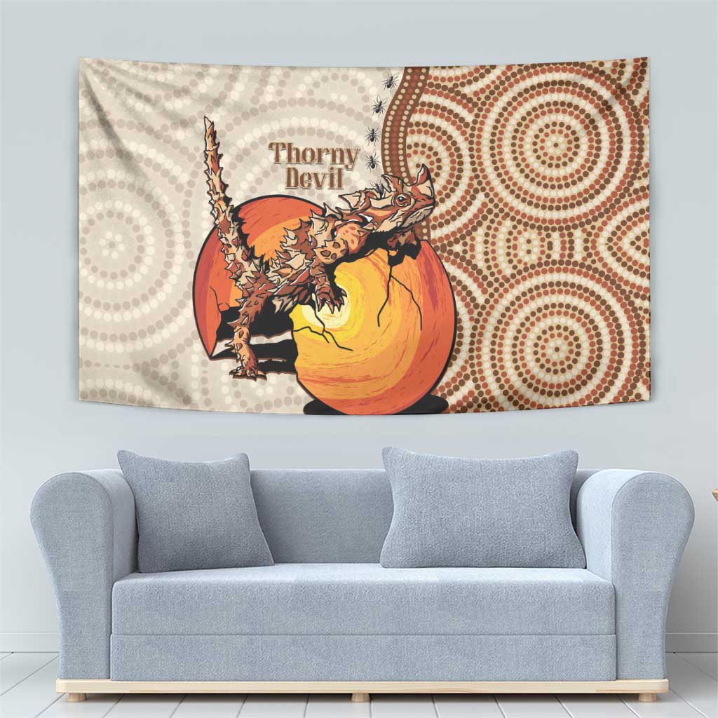 Thorny Devil Australia Tapestry Baby Moloch Horridus With Ants - Aboriginal Art - Vibe Hoodie Shop