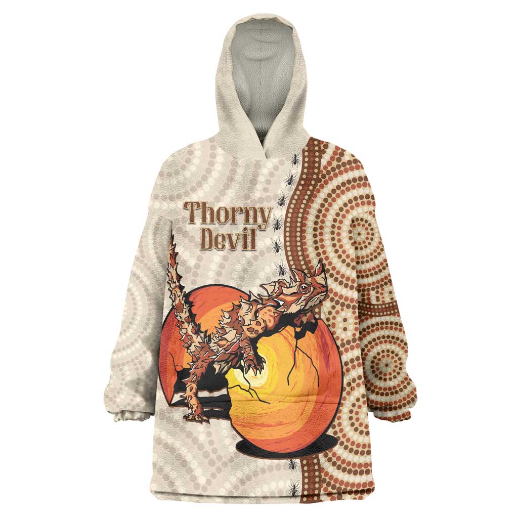 Thorny Devil Australia Wearable Blanket Hoodie Baby Moloch Horridus With Ants - Aboriginal Art - Vibe Hoodie Shop