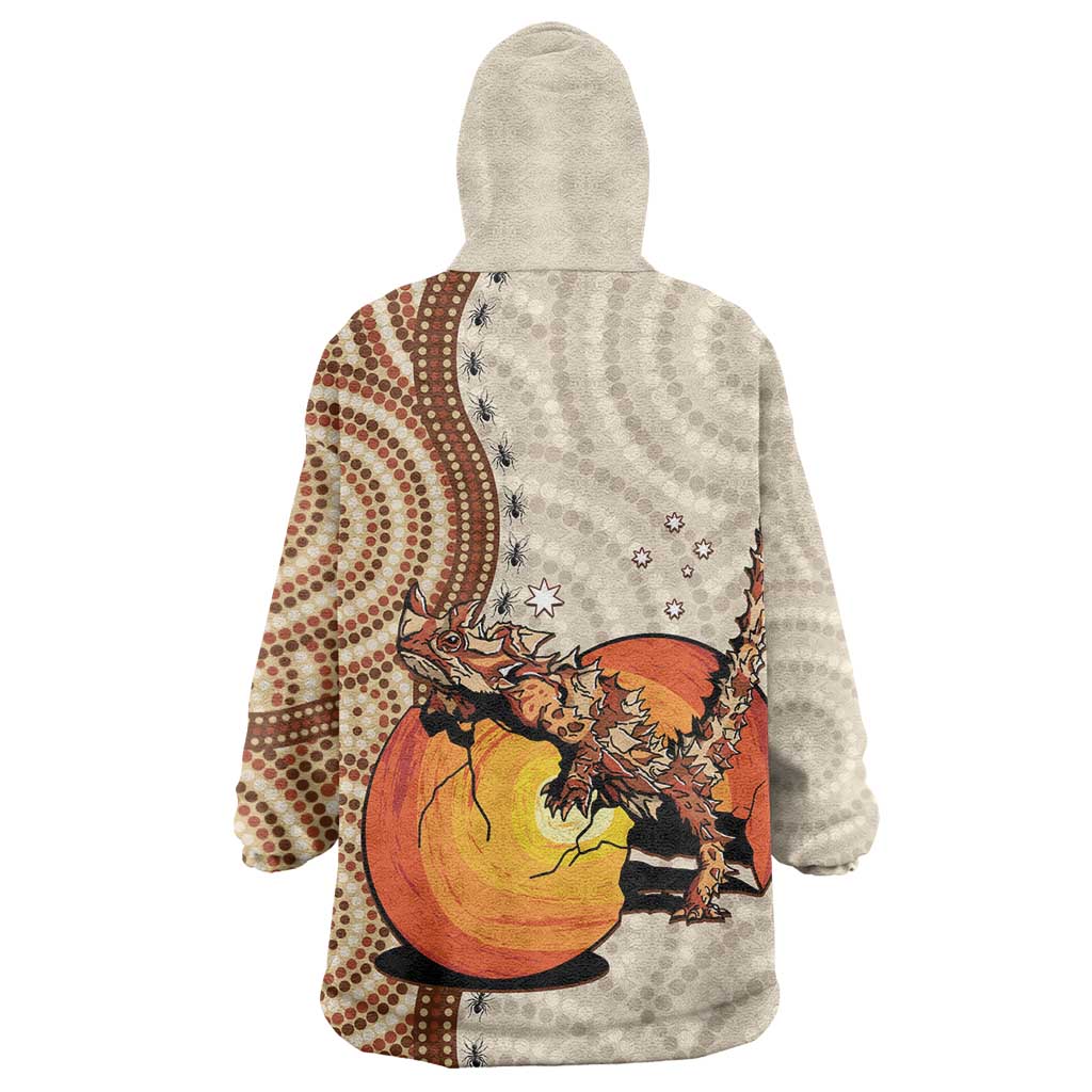 Thorny Devil Australia Wearable Blanket Hoodie Baby Moloch Horridus With Ants - Aboriginal Art - Vibe Hoodie Shop