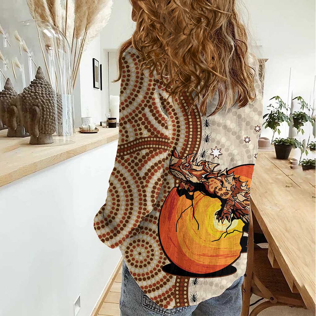 Thorny Devil Australia Women Casual Shirt Baby Moloch Horridus With Ants - Aboriginal Art - Vibe Hoodie Shop