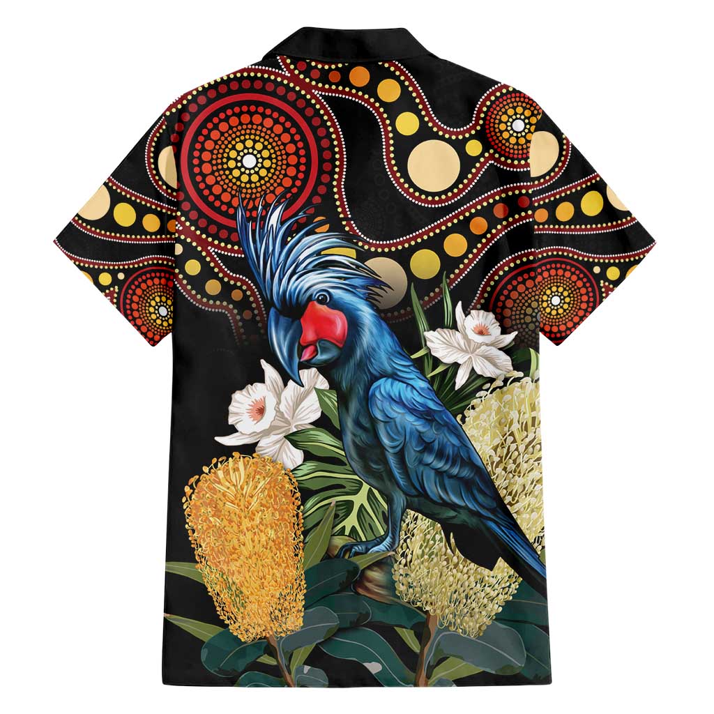 Australia Palm Cockatoo Hawaiian Shirt Aussie Banksia - Aboriginal Pattern - Vibe Hoodie Shop