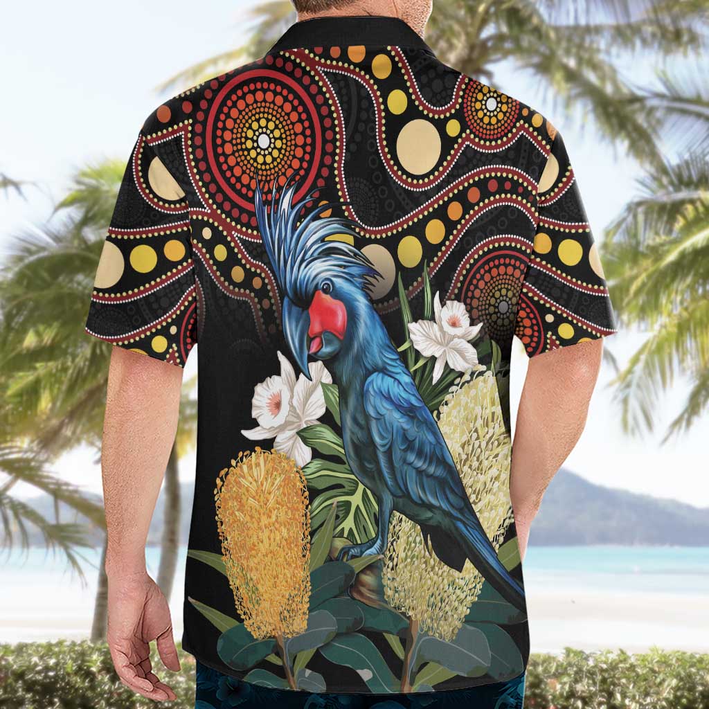 Australia Palm Cockatoo Hawaiian Shirt Aussie Banksia - Aboriginal Pattern - Vibe Hoodie Shop