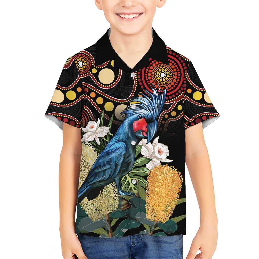 Australia Palm Cockatoo Hawaiian Shirt Aussie Banksia - Aboriginal Pattern - Vibe Hoodie Shop