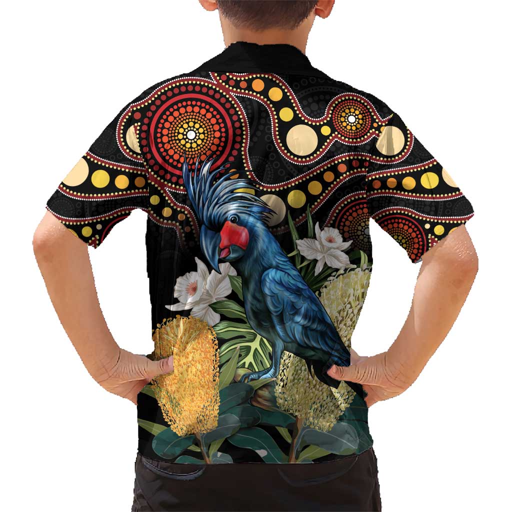 Australia Palm Cockatoo Hawaiian Shirt Aussie Banksia - Aboriginal Pattern - Vibe Hoodie Shop