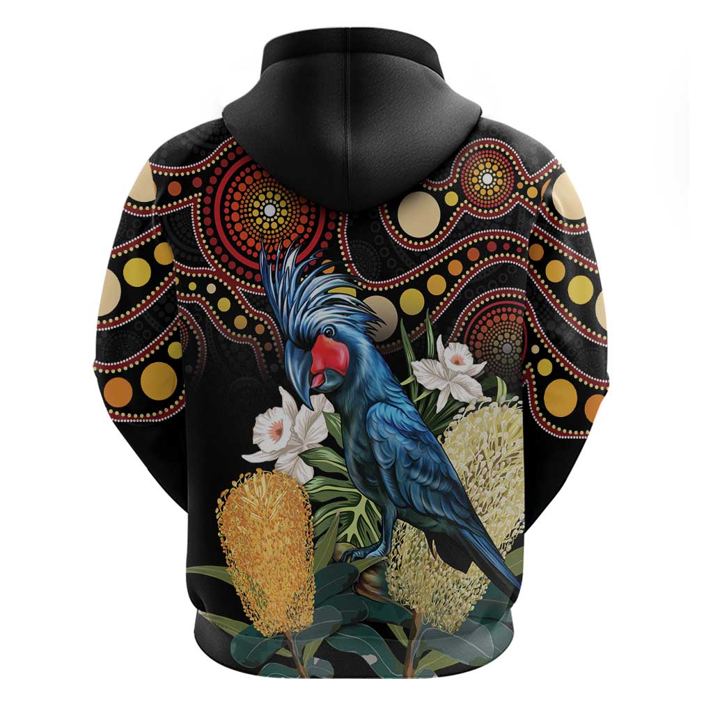 Australia Palm Cockatoo Hoodie Aussie Banksia - Aboriginal Pattern - Vibe Hoodie Shop