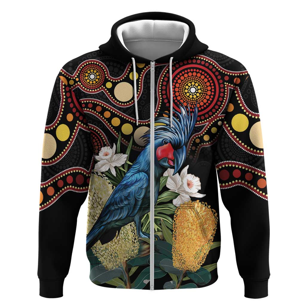 Australia Palm Cockatoo Hoodie Aussie Banksia - Aboriginal Pattern - Vibe Hoodie Shop