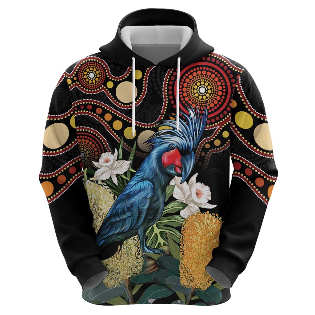 Australia Palm Cockatoo Hoodie Aussie Banksia - Aboriginal Pattern - Vibe Hoodie Shop