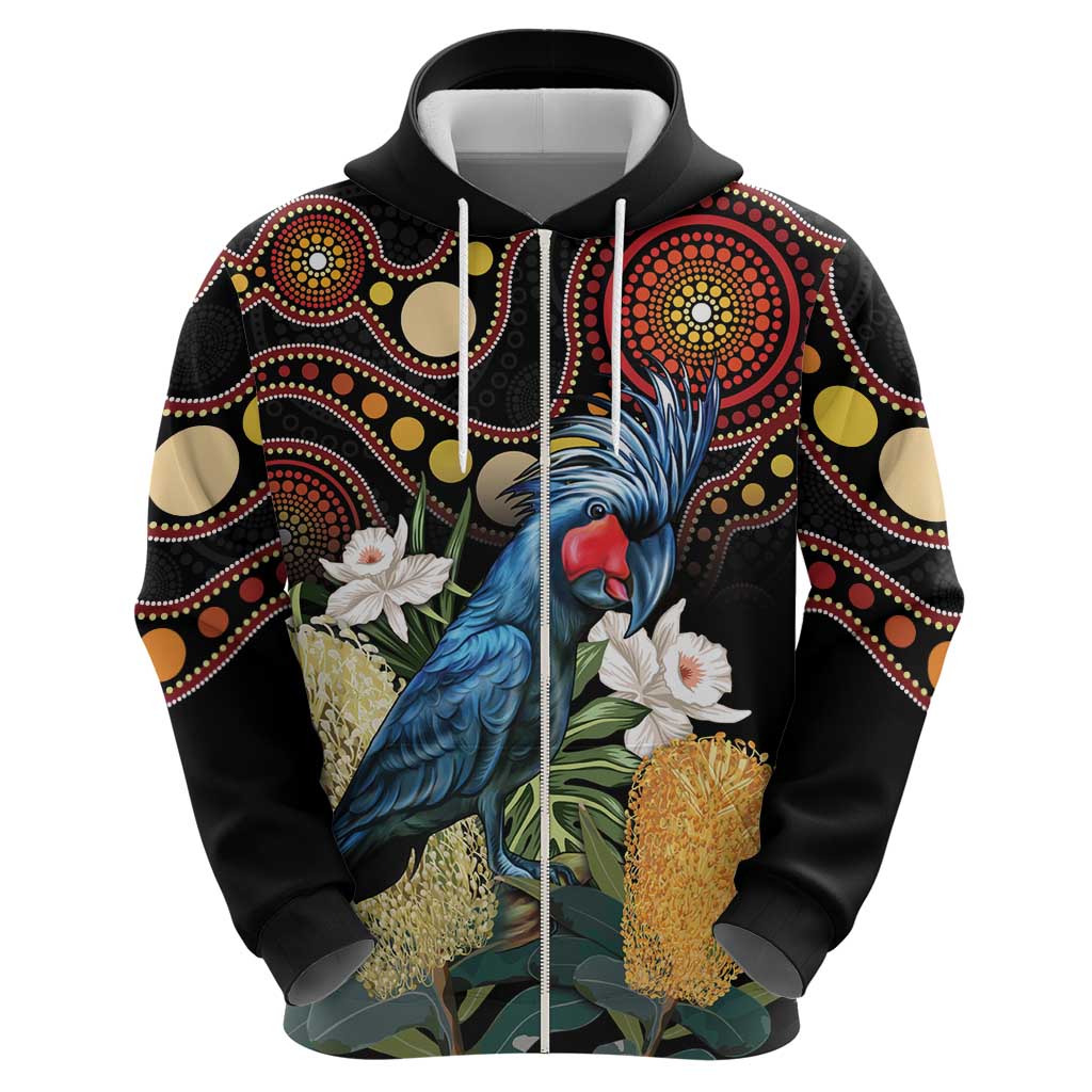 Australia Palm Cockatoo Hoodie Aussie Banksia - Aboriginal Pattern - Vibe Hoodie Shop