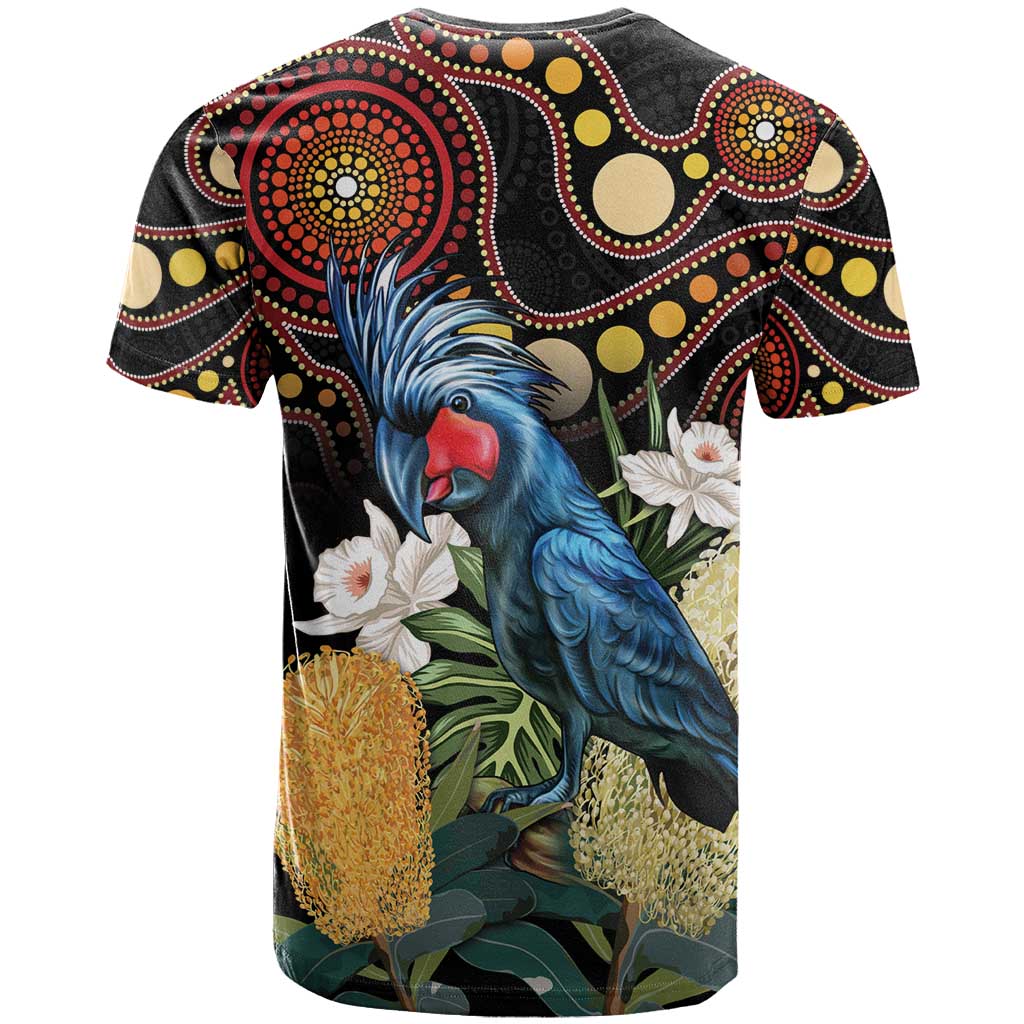 Australia Palm Cockatoo T Shirt Aussie Banksia - Aboriginal Pattern - Vibe Hoodie Shop