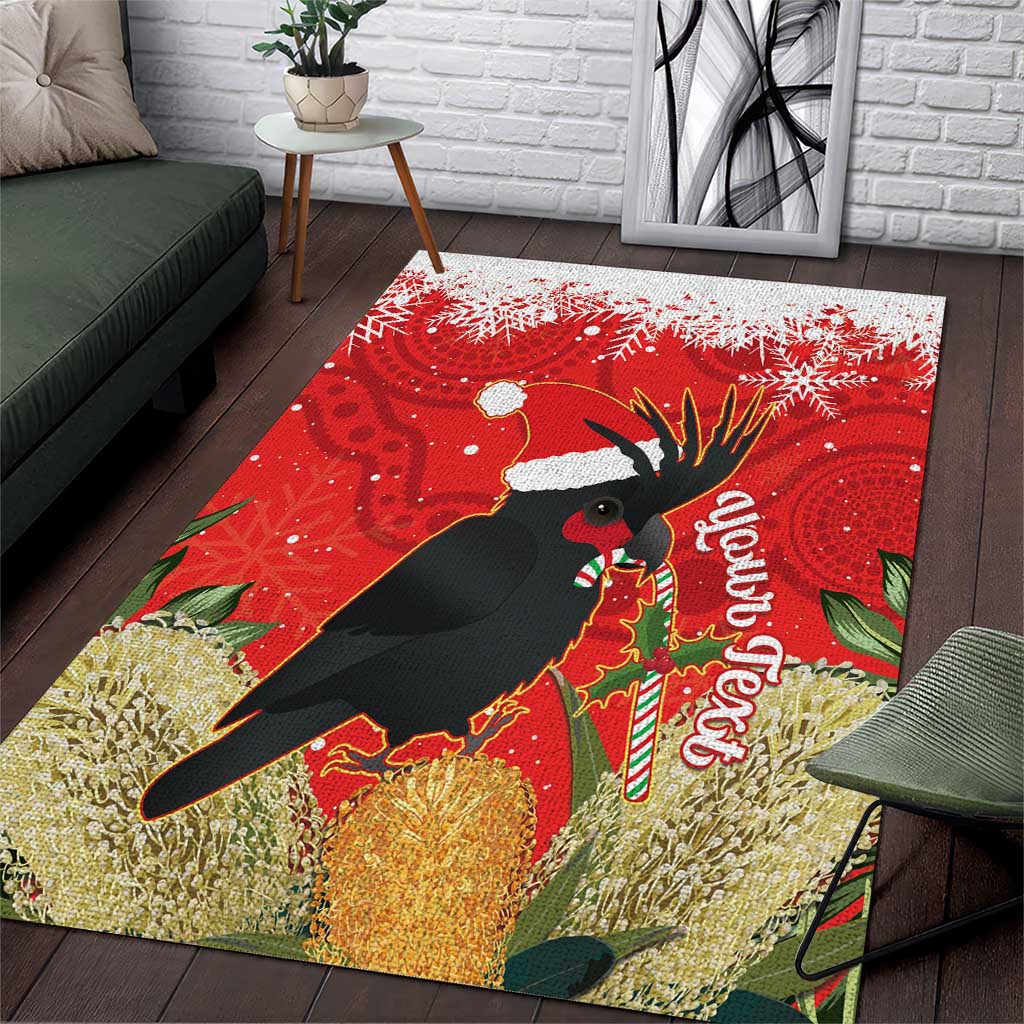 Personalised Palm Cockatoo Australia Christmas Area Rug Merry Chrissie - Banksia Flowers - Vibe Hoodie Shop