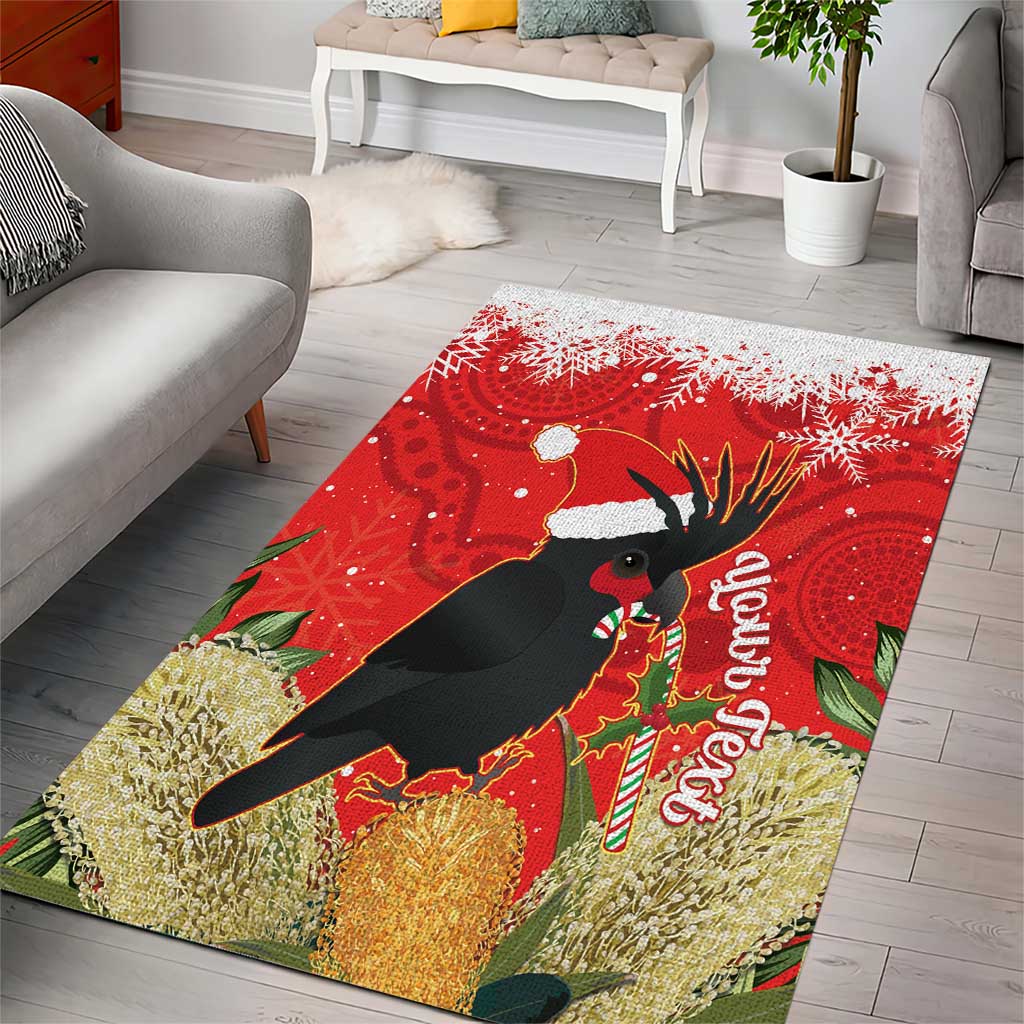 Personalised Palm Cockatoo Australia Christmas Area Rug Merry Chrissie - Banksia Flowers - Vibe Hoodie Shop