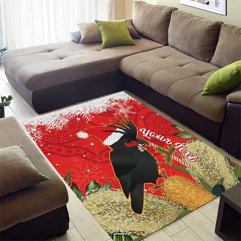 Personalised Palm Cockatoo Australia Christmas Area Rug Merry Chrissie - Banksia Flowers - Vibe Hoodie Shop