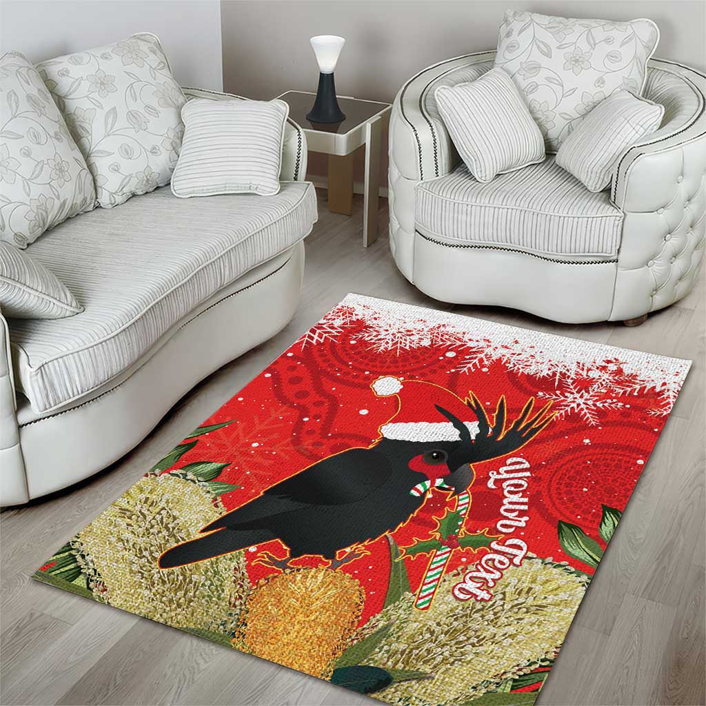 Personalised Palm Cockatoo Australia Christmas Area Rug Merry Chrissie - Banksia Flowers - Vibe Hoodie Shop