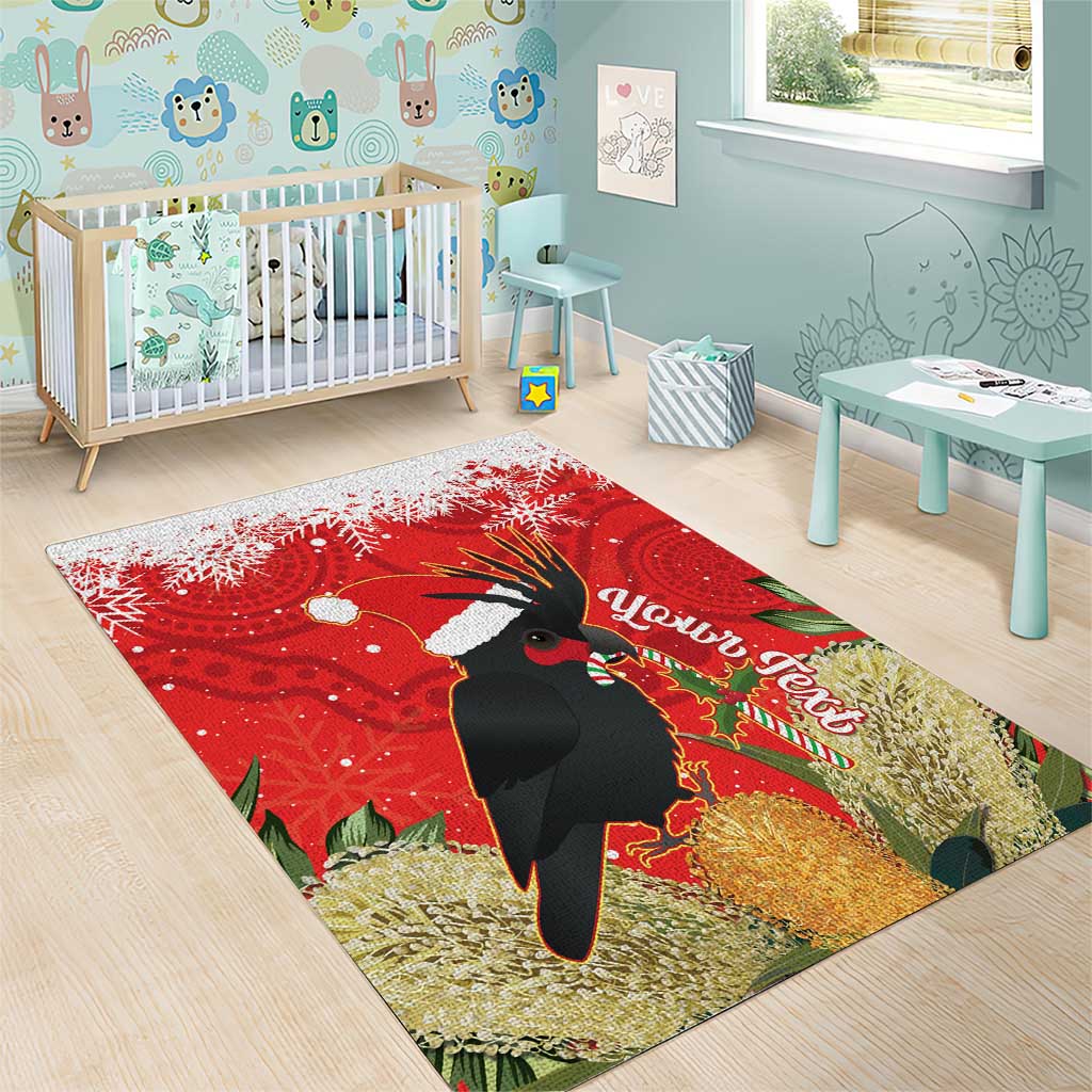 Personalised Palm Cockatoo Australia Christmas Area Rug Merry Chrissie - Banksia Flowers - Vibe Hoodie Shop