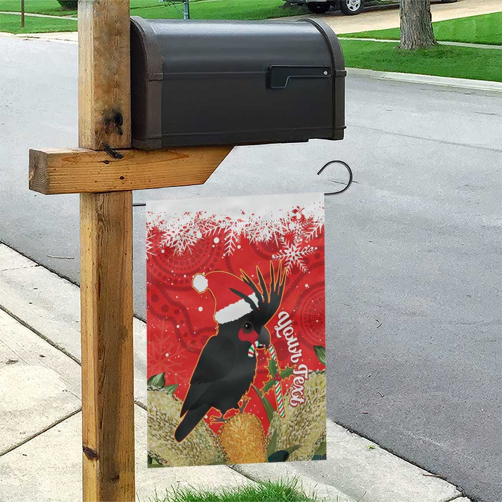 Personalised Palm Cockatoo Australia Christmas Garden Flag Merry Chrissie - Banksia Flowers - Vibe Hoodie Shop