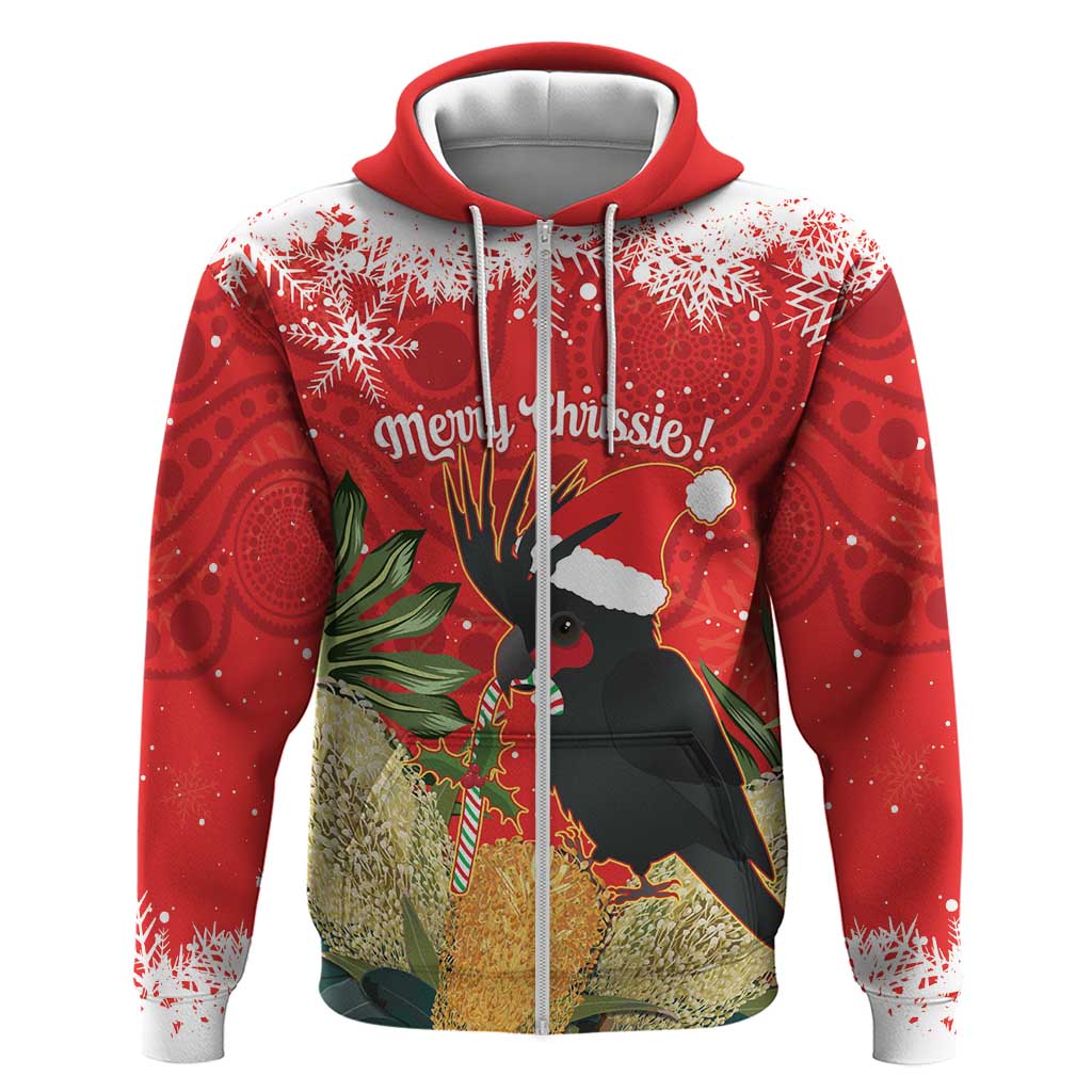 Personalised Palm Cockatoo Australia Christmas Hoodie Merry Chrissie - Banksia Flowers - Vibe Hoodie Shop