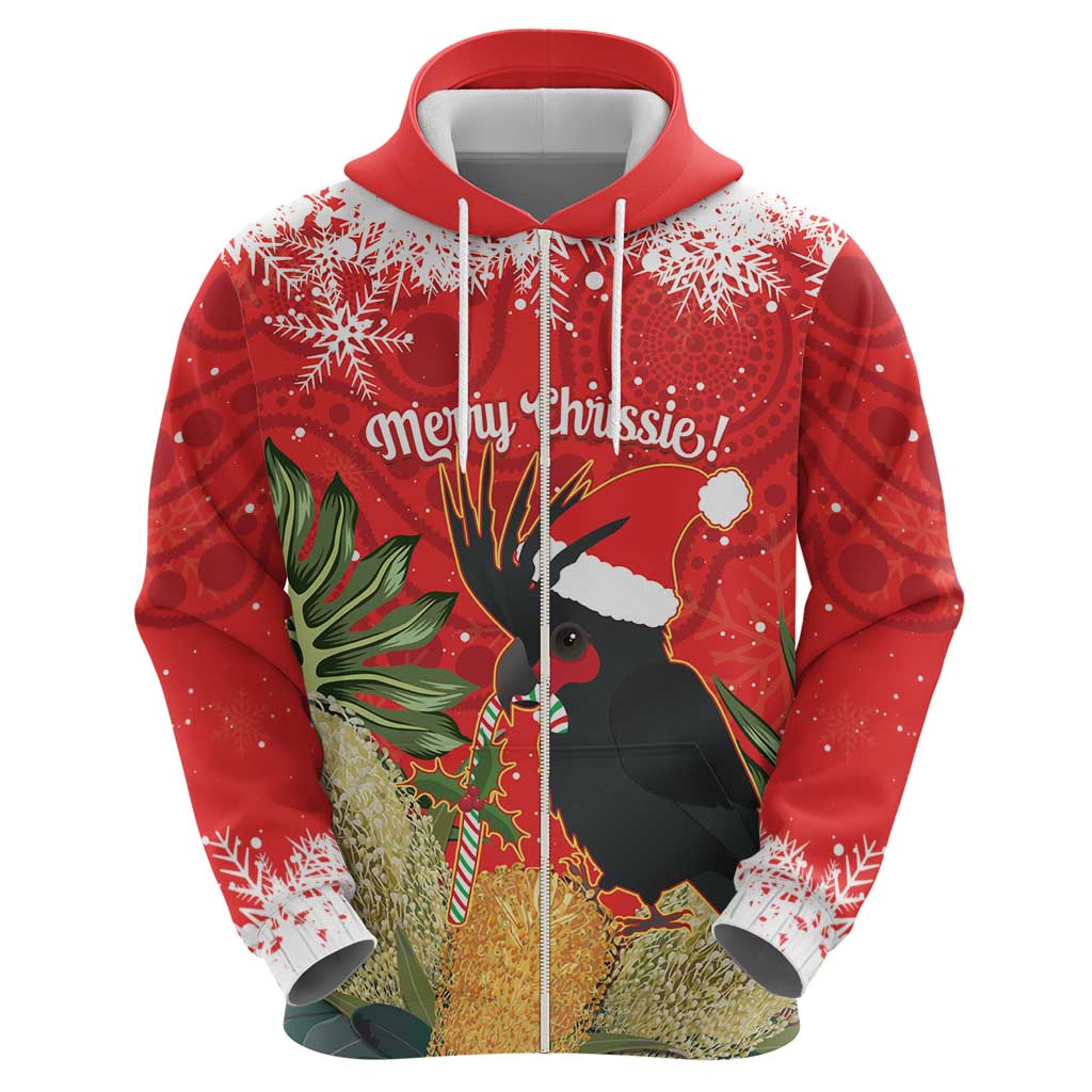 Personalised Palm Cockatoo Australia Christmas Hoodie Merry Chrissie - Banksia Flowers - Vibe Hoodie Shop