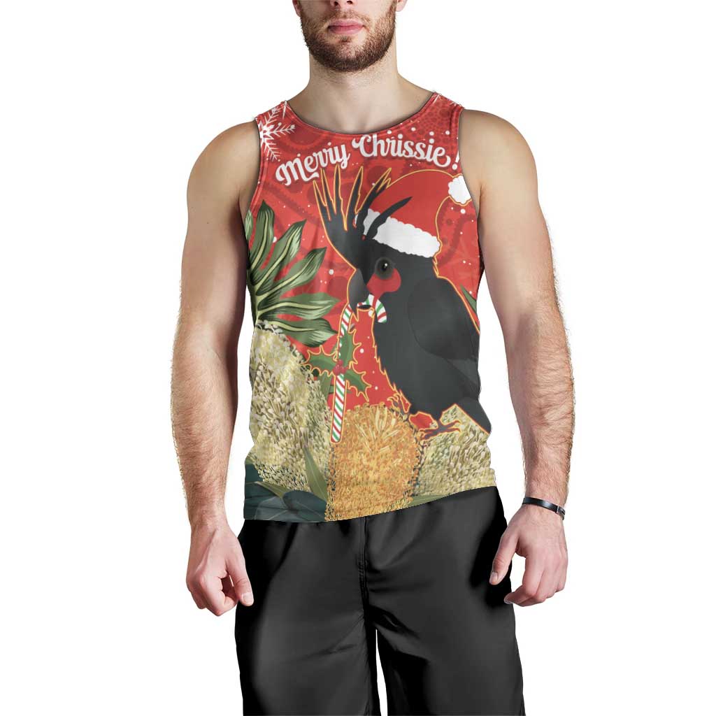 Personalised Palm Cockatoo Australia Christmas Men Tank Top Merry Chrissie - Banksia Flowers - Vibe Hoodie Shop