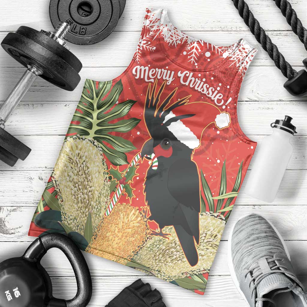 Personalised Palm Cockatoo Australia Christmas Men Tank Top Merry Chrissie - Banksia Flowers - Vibe Hoodie Shop