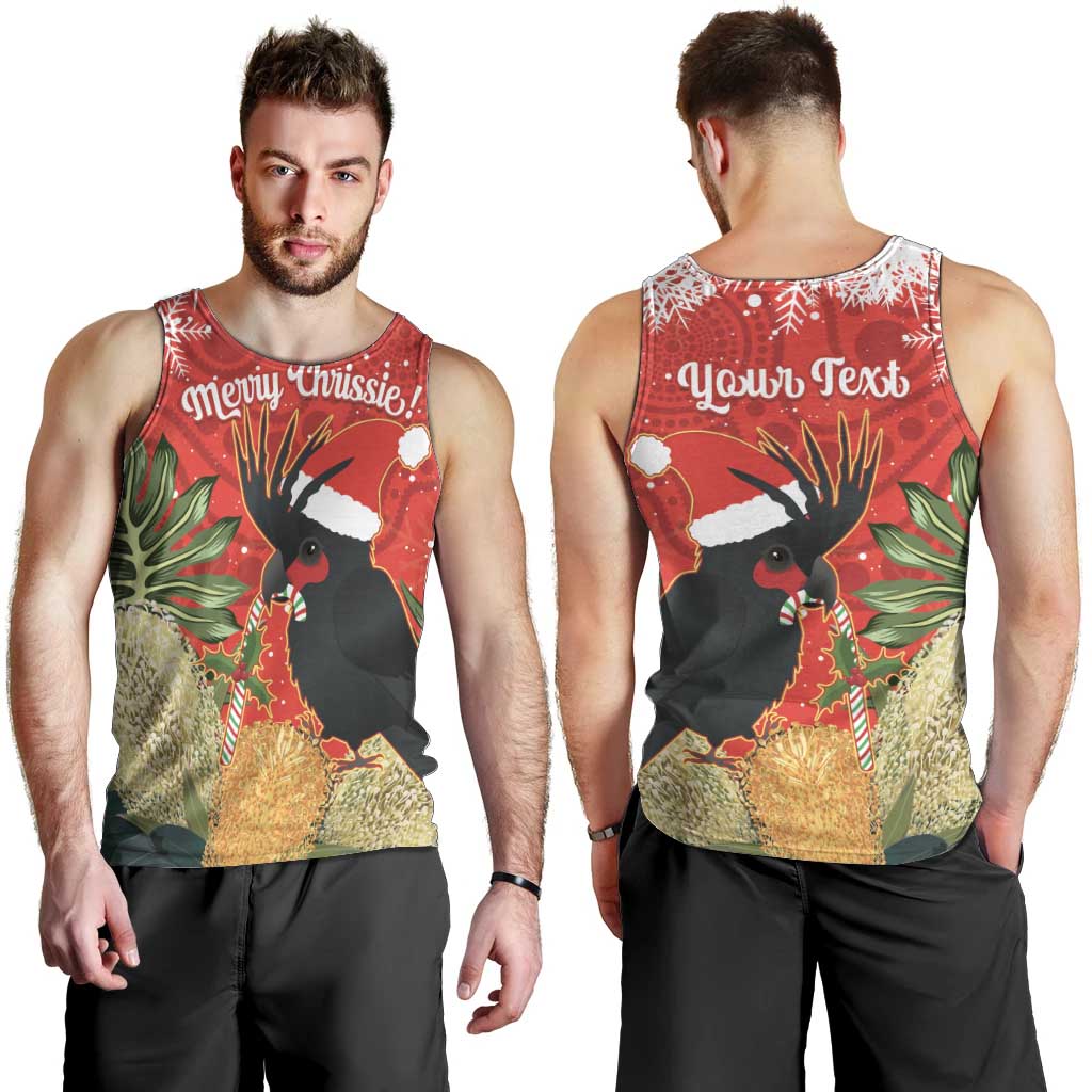 Personalised Palm Cockatoo Australia Christmas Men Tank Top Merry Chrissie - Banksia Flowers - Vibe Hoodie Shop