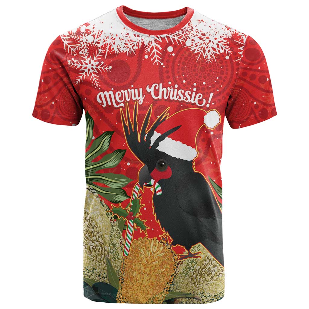 Personalised Palm Cockatoo Australia Christmas T Shirt Merry Chrissie - Banksia Flowers - Vibe Hoodie Shop