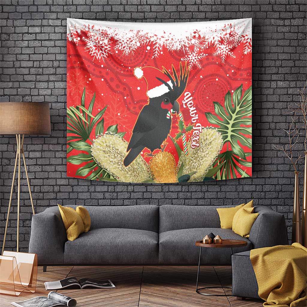 Personalised Palm Cockatoo Australia Christmas Tapestry Merry Chrissie - Banksia Flowers - Vibe Hoodie Shop