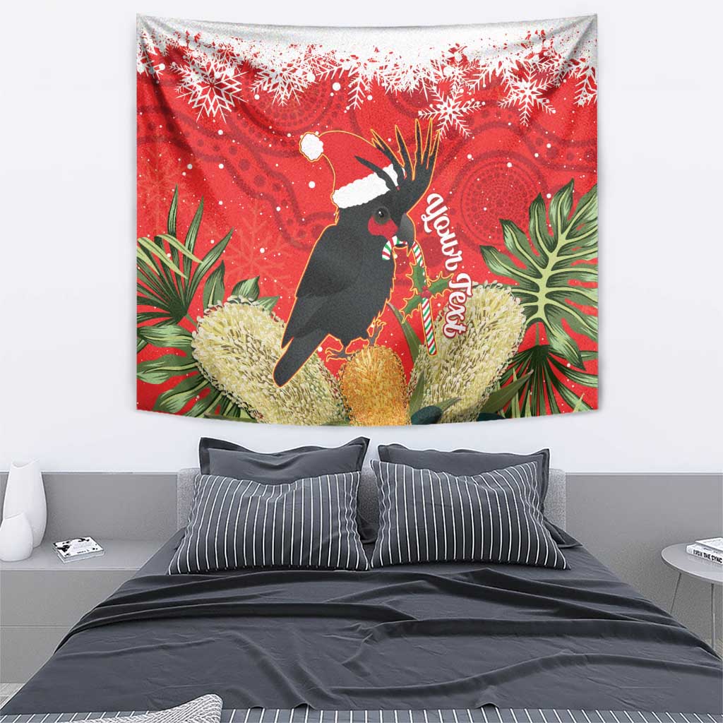 Personalised Palm Cockatoo Australia Christmas Tapestry Merry Chrissie - Banksia Flowers - Vibe Hoodie Shop