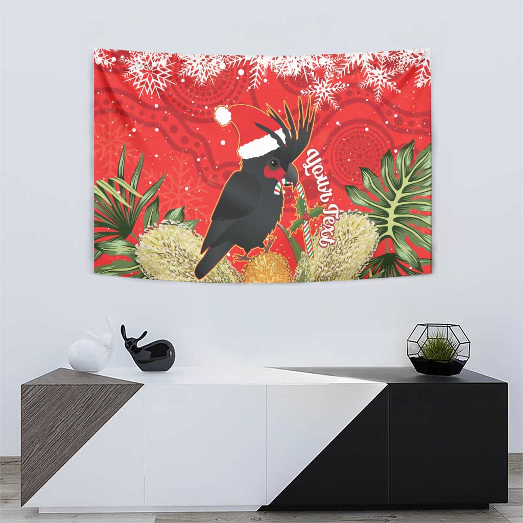 Personalised Palm Cockatoo Australia Christmas Tapestry Merry Chrissie - Banksia Flowers - Vibe Hoodie Shop