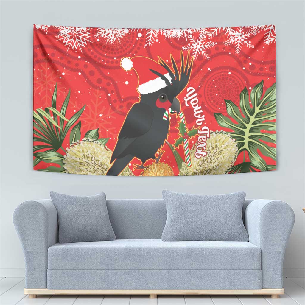 Personalised Palm Cockatoo Australia Christmas Tapestry Merry Chrissie - Banksia Flowers - Vibe Hoodie Shop