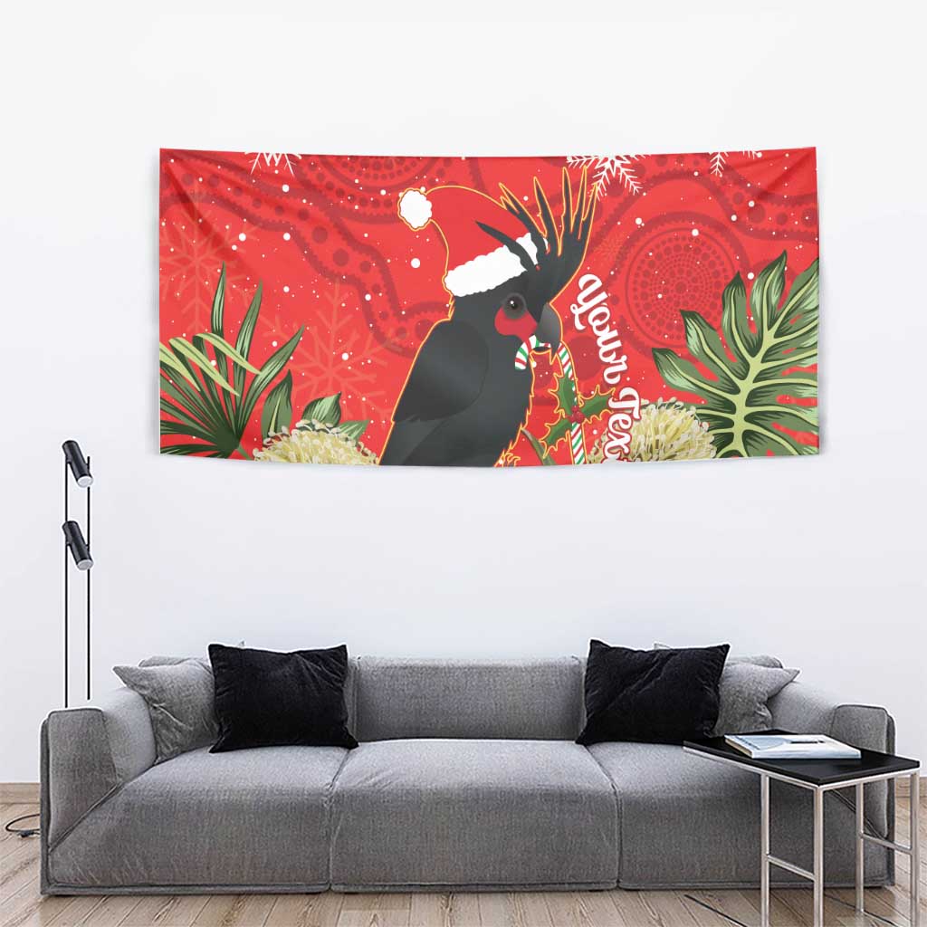 Personalised Palm Cockatoo Australia Christmas Tapestry Merry Chrissie - Banksia Flowers - Vibe Hoodie Shop