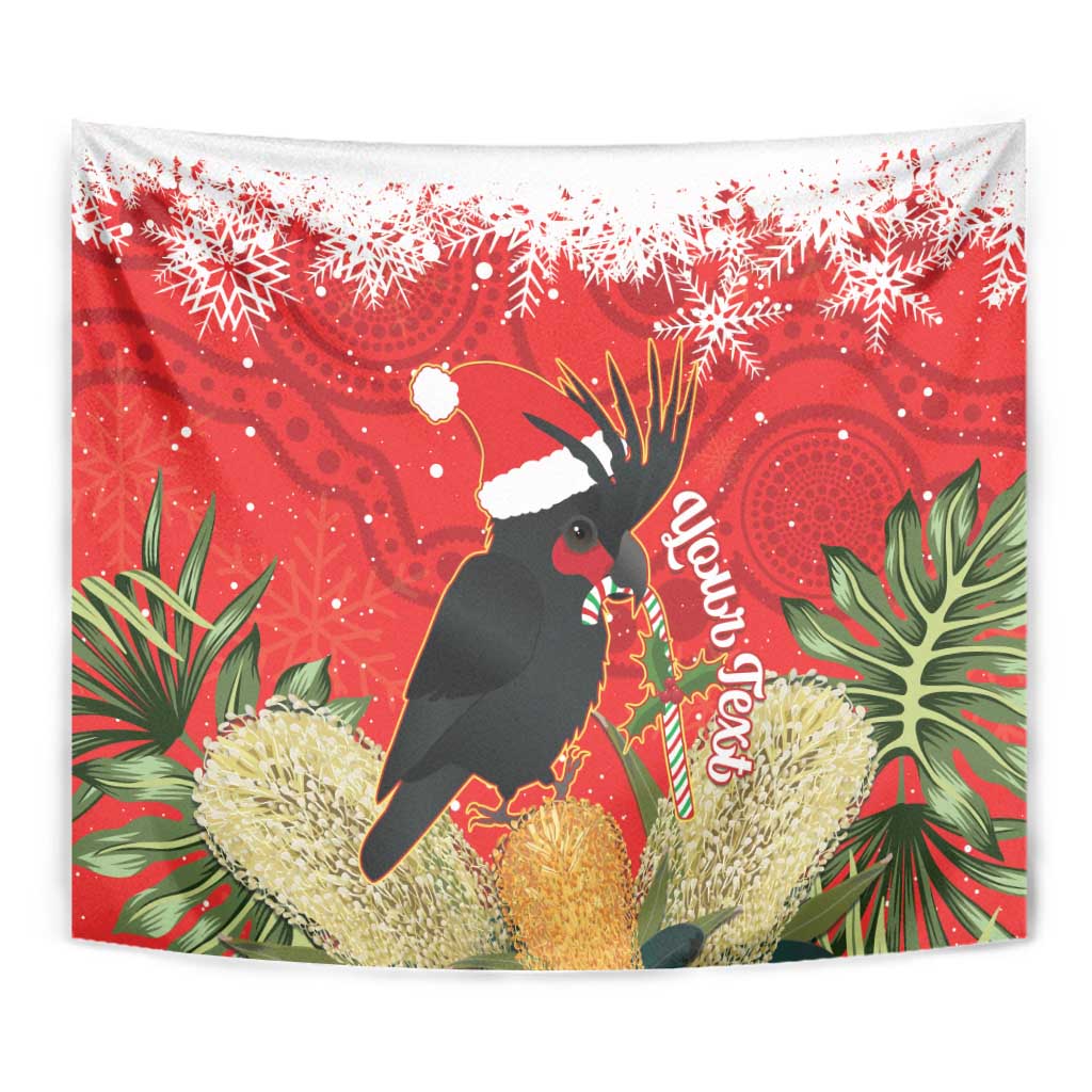 Personalised Palm Cockatoo Australia Christmas Tapestry Merry Chrissie - Banksia Flowers - Vibe Hoodie Shop