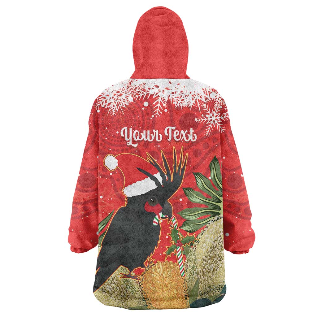 Personalised Palm Cockatoo Australia Christmas Wearable Blanket Hoodie Merry Chrissie - Banksia Flowers - Vibe Hoodie Shop