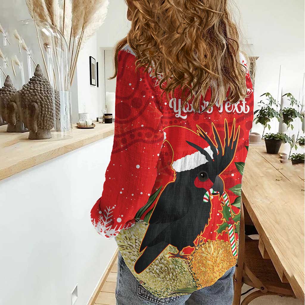 Personalised Palm Cockatoo Australia Christmas Women Casual Shirt Merry Chrissie - Banksia Flowers - Vibe Hoodie Shop