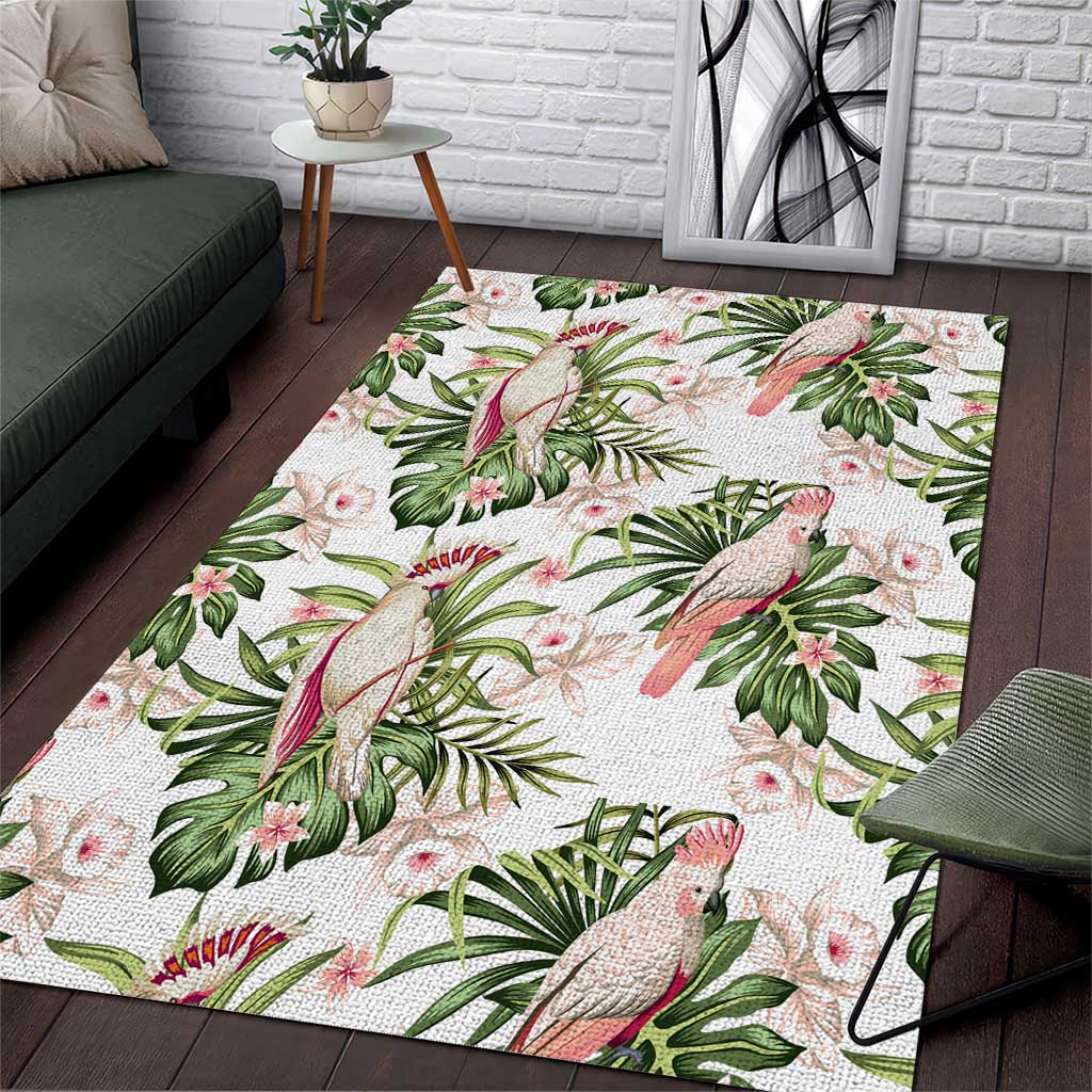 Australia Pink Cockatoo Area Rug Aussie Orchids - Seamless Pattern - Vibe Hoodie Shop