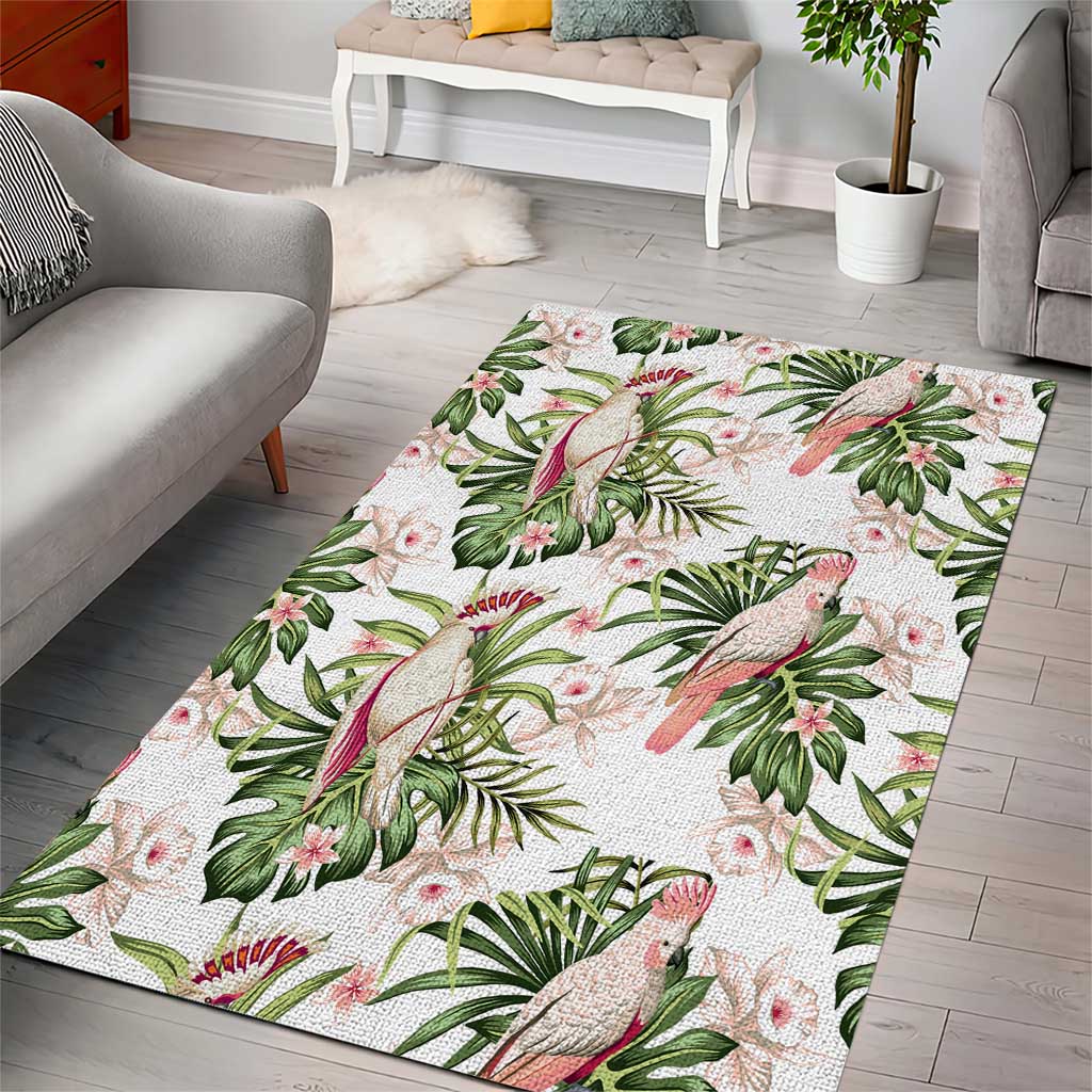 Australia Pink Cockatoo Area Rug Aussie Orchids - Seamless Pattern - Vibe Hoodie Shop