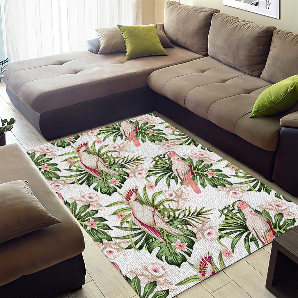 Australia Pink Cockatoo Area Rug Aussie Orchids - Seamless Pattern - Vibe Hoodie Shop