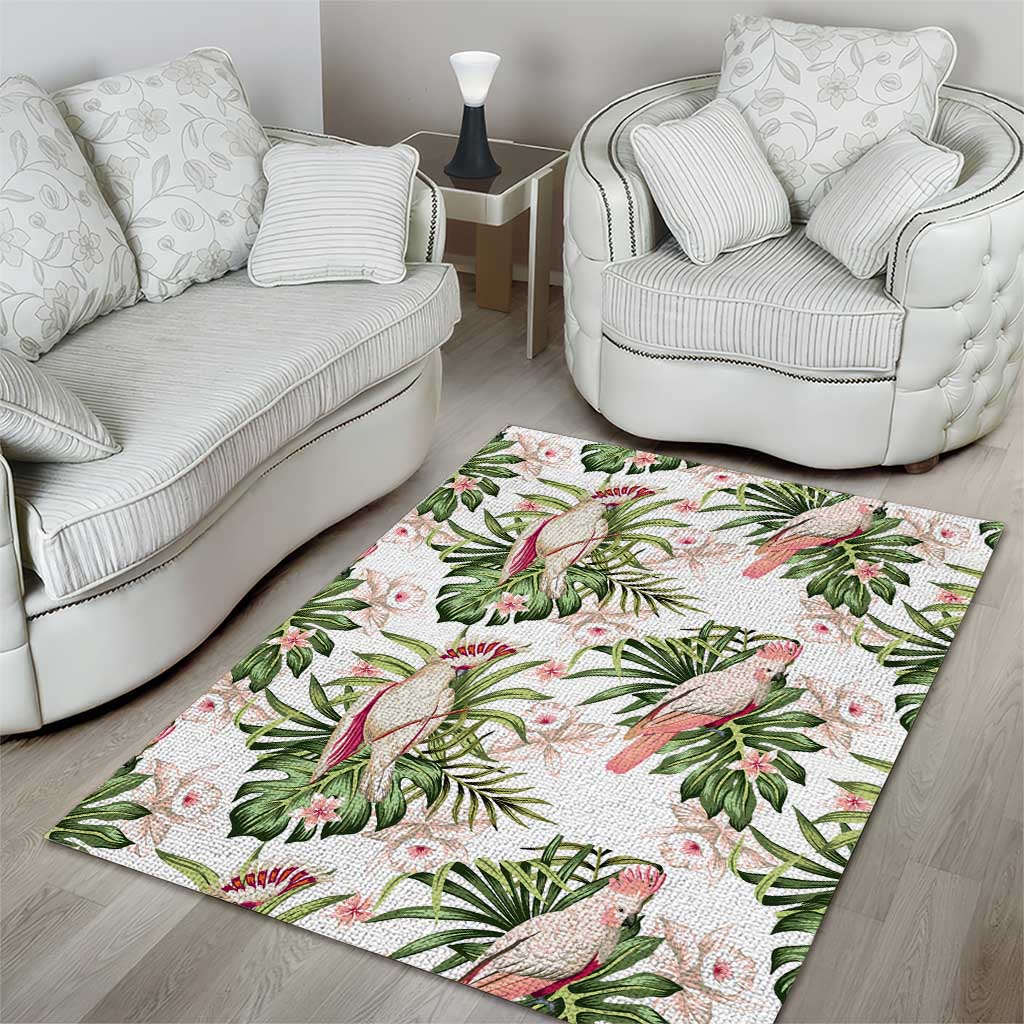 Australia Pink Cockatoo Area Rug Aussie Orchids - Seamless Pattern - Vibe Hoodie Shop