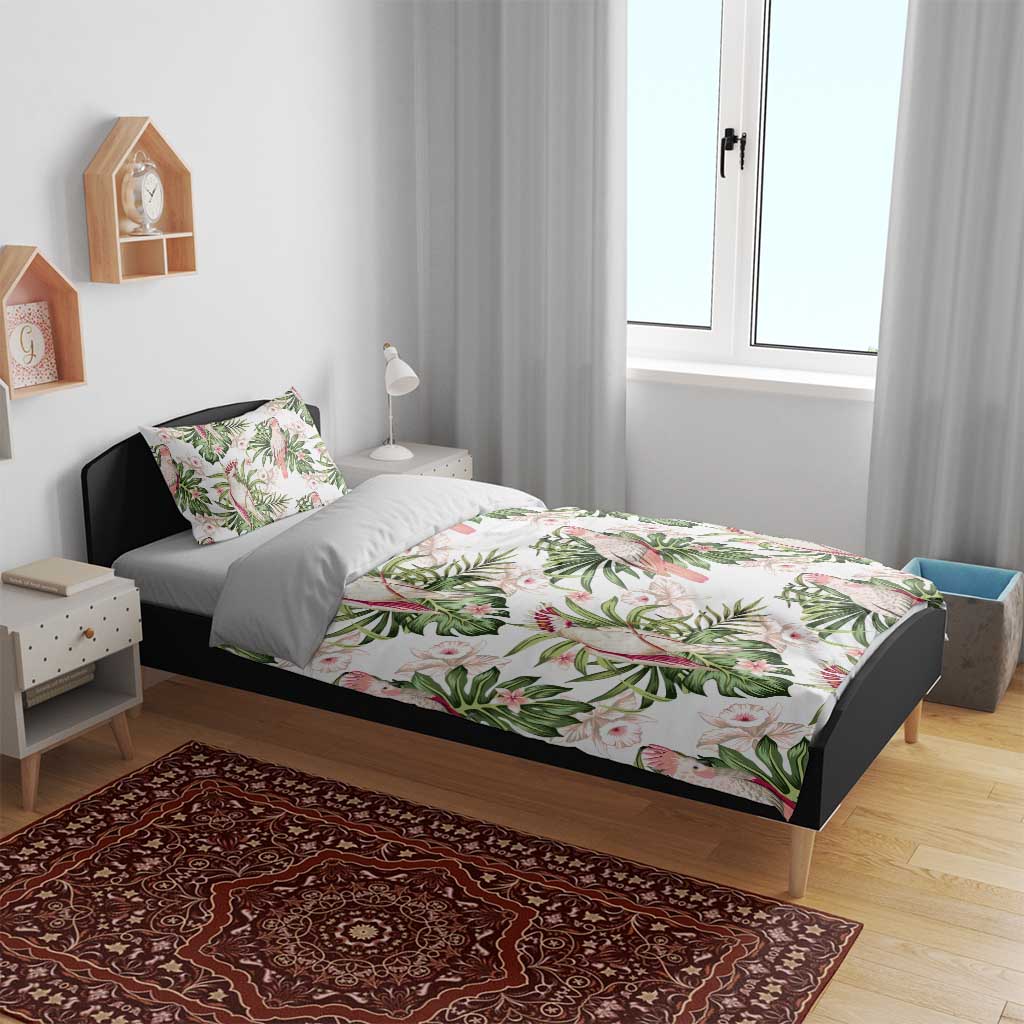 Australia Pink Cockatoo Bedding Set Aussie Orchids - Seamless Pattern - Vibe Hoodie Shop