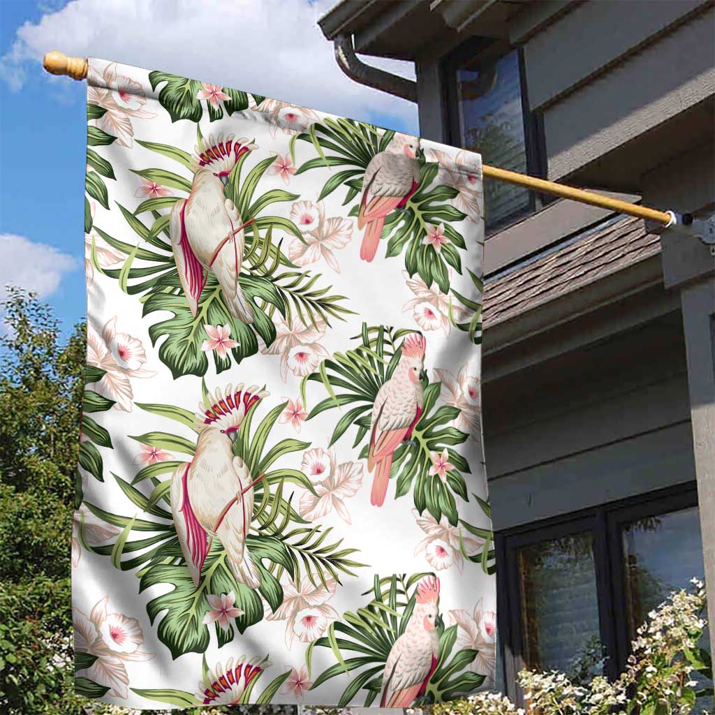 Australia Pink Cockatoo Garden Flag Aussie Orchids - Seamless Pattern - Vibe Hoodie Shop