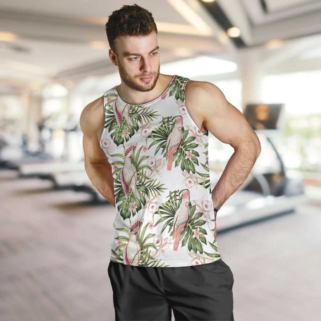 Australia Pink Cockatoo Men Tank Top Aussie Orchids - Seamless Pattern - Vibe Hoodie Shop